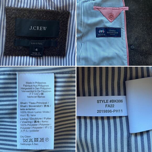 J.Crew Bristol Blazer Jacket Chocolate Herringbone Wool Double Breasted Size 4 - Picture 5 of 11